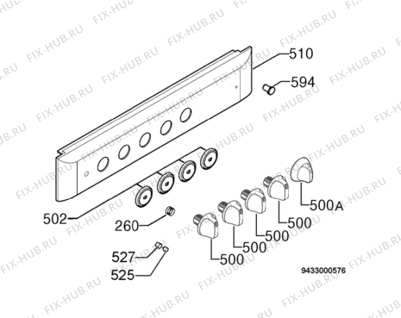 Взрыв-схема плиты (духовки) Electrolux EKK600100W - Схема узла Command panel 037