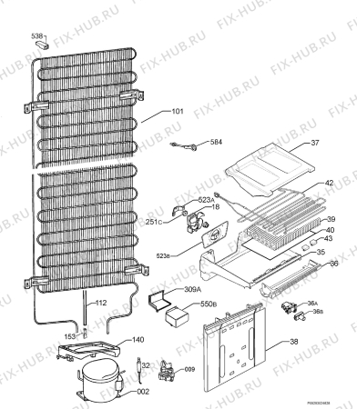 Взрыв-схема холодильника Zanussi Electrolux ZNB3850S - Схема узла Cooling system 017