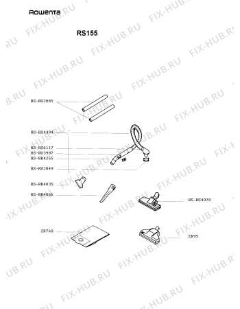 Взрыв-схема пылесоса Rowenta RS155 - Схема узла RS155___.__1