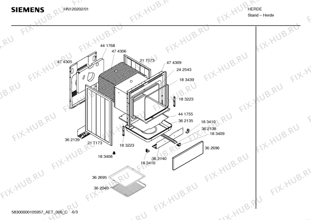 Взрыв-схема плиты (духовки) Siemens HN120202 - Схема узла 03