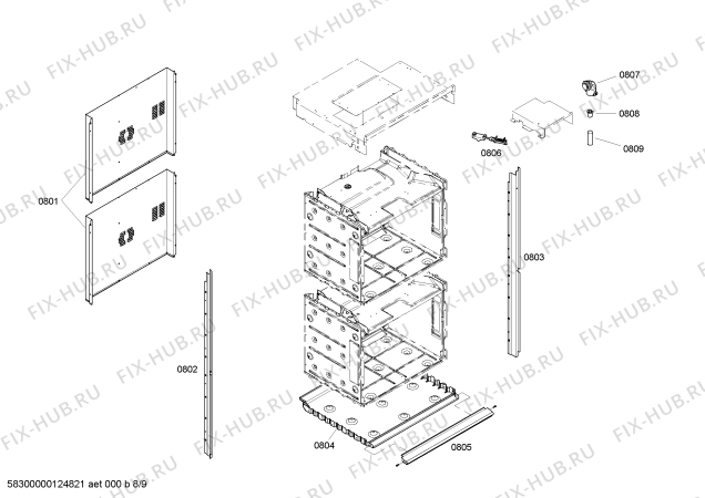 Взрыв-схема плиты (духовки) Bosch HBL8650UC - Схема узла 09