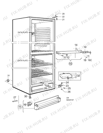 Взрыв-схема холодильника Electrolux ER3490B - Схема узла C10 Cabinet