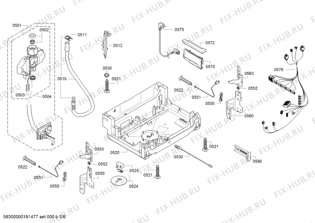 Взрыв-схема посудомоечной машины Siemens SN55M530GC - Схема узла 05