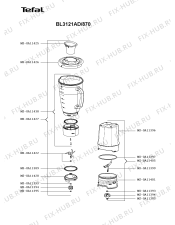 Взрыв-схема блендера (миксера) Tefal BL3121AD/870 - Схема узла 7P004392.7P2