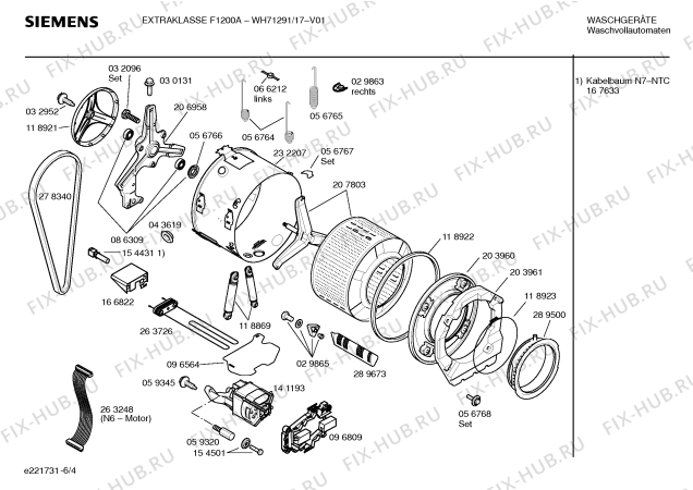 Схема №1 WH71291 EXTRAKLASSE F1200A с изображением Ручка для стиралки Siemens 00481615