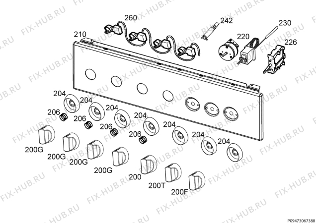 Взрыв-схема плиты (духовки) Zanussi ZCK9242G1W - Схема узла Command panel 037