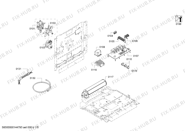 Схема №1 BO220101 с изображением Модуль для плиты (духовки) Bosch 00663493