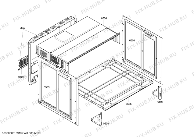 Взрыв-схема плиты (духовки) Siemens HB33U550S - Схема узла 05