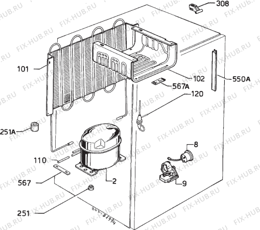 Взрыв-схема холодильника Rex FI161FR - Схема узла Cooling system 017