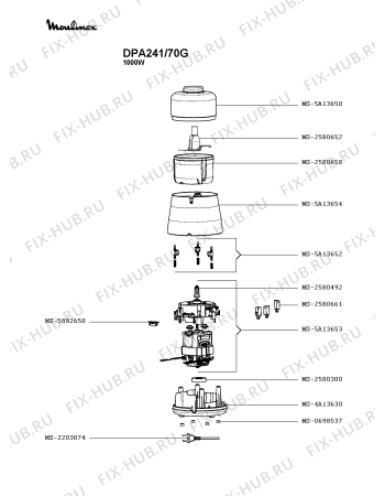 Схема №1 DPA241/70D с изображением Крышка для чаши для электроблендера Moulinex MS-2580342
