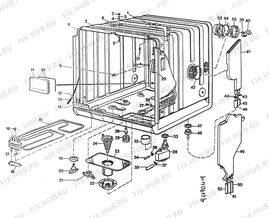 Взрыв-схема посудомоечной машины Electrolux BW320W - Схема узла Section 1