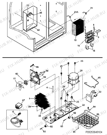 Взрыв-схема холодильника John Lewis JLAFFS20083 - Схема узла Cooling system 017