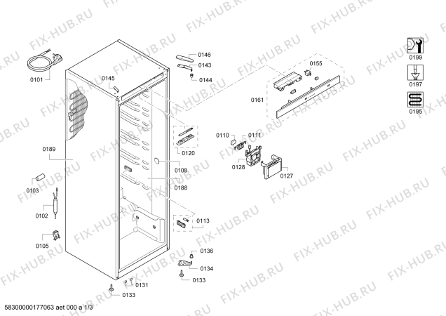 Схема №1 3FC1661P с изображением Модуль управления, запрограммированный для холодильника Bosch 00747326