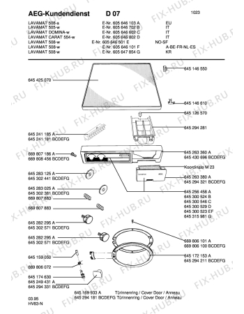 Схема №1 LAV505   W с изображением Указатель для стиральной машины Aeg 8996452831259