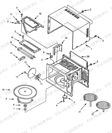Взрыв-схема микроволновой печи Husqvarna Electrolux QN4042 - Схема узла Oven body