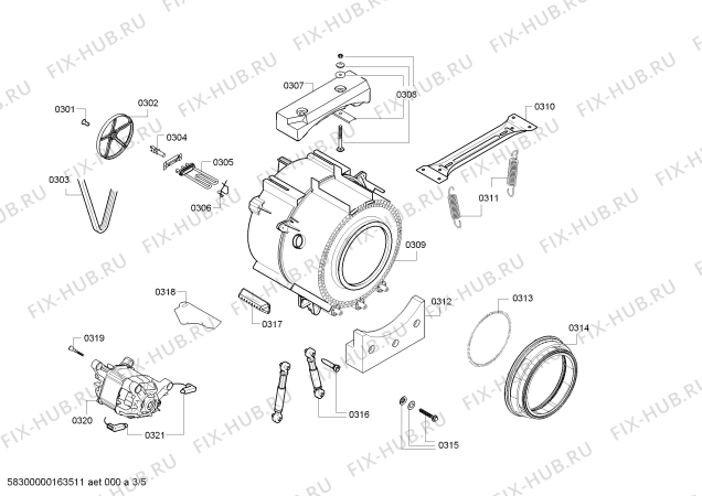 Схема №2 WXP801B5 с изображением Ручка для стиральной машины Bosch 00635379