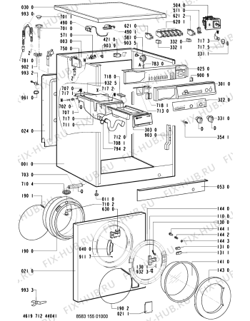 Схема №1 WA 2351 P/WS-E с изображением Обшивка для стиралки Whirlpool 481245219674