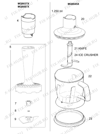 Взрыв-схема блендера (миксера) BRAUN Multiquick 9 MQ 9087X - Схема узла 2