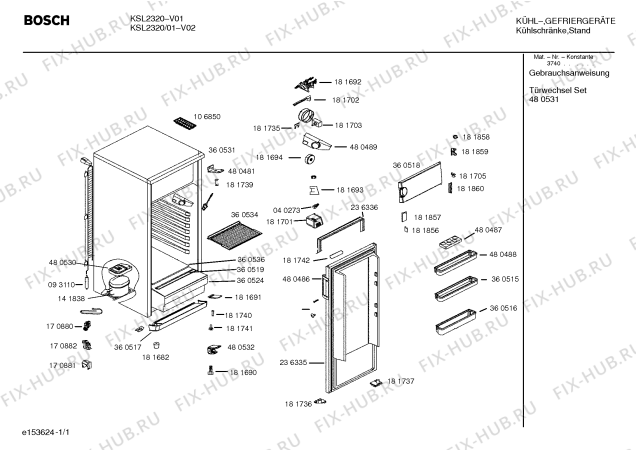 Схема №1 KSL2320 с изображением Уплотнитель Bosch 00236336