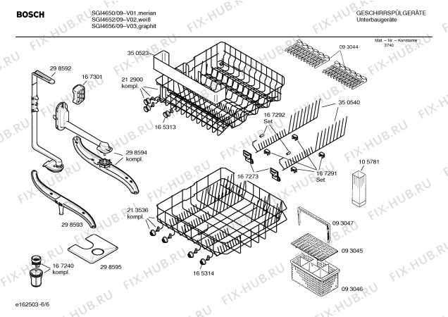 Взрыв-схема посудомоечной машины Bosch SGI4656 Silence comfort - Схема узла 06