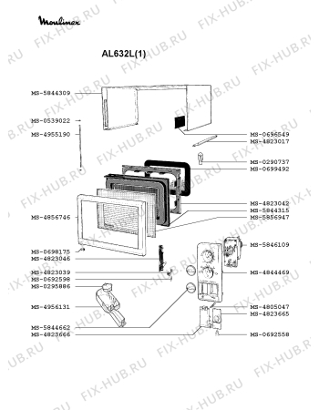 Взрыв-схема микроволновой печи Moulinex AL632L(1) - Схема узла TP002350.1P2