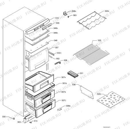 Взрыв-схема холодильника Husqvarna Electrolux QT4609RX - Схема узла Housing 001