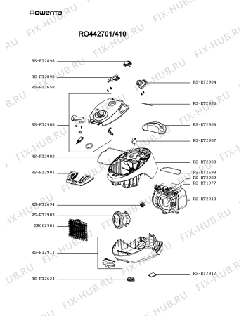 Схема №1 RO442711/410 с изображением Крышка для мини-пылесоса Rowenta RS-RT2900
