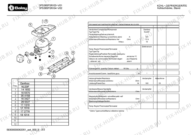 Взрыв-схема холодильника Balay 3FS365FSR - Схема узла 03