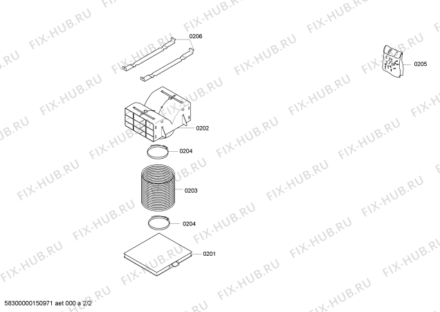 Взрыв-схема вытяжки Bosch DIA093450V - Схема узла 02