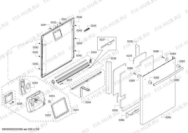 Взрыв-схема посудомоечной машины Bosch SHX88PW55N, SuperSilencePlus 40dBA - Схема узла 02