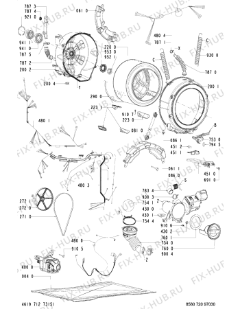 Схема №1 088 WT/CR с изображением Емкоть для порошка для стиральной машины Whirlpool 481241868403