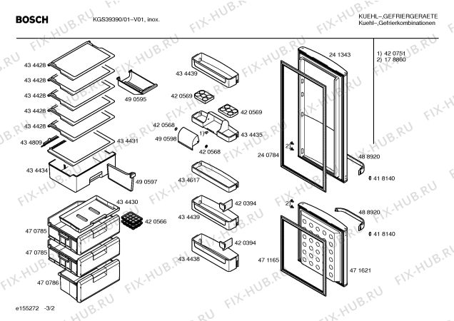 Взрыв-схема холодильника Bosch KGS39390 - Схема узла 02