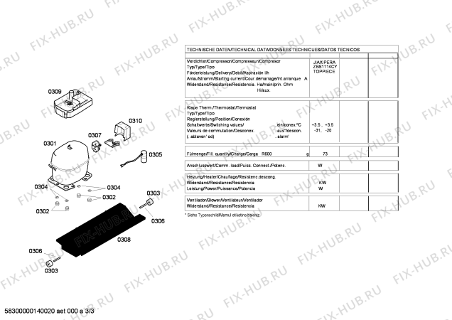 Взрыв-схема холодильника Constructa CK268V00 - Схема узла 03