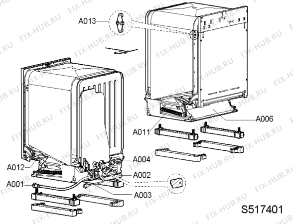 Схема №1 GSX 4966/1 G с изображением Микропереключатель для электропосудомоечной машины Whirlpool 481245372471