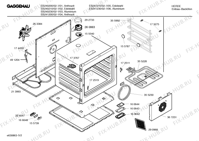 Взрыв-схема плиты (духовки) Gaggenau EB240210 - Схема узла 02