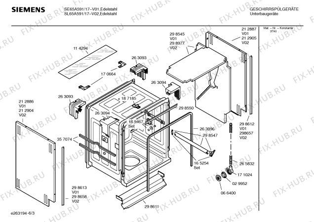 Взрыв-схема посудомоечной машины Siemens SE65A591 - Схема узла 03