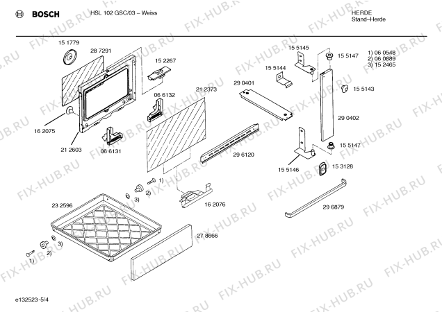Схема №1 HSL102GSC с изображением Инструкция по эксплуатации для плиты (духовки) Bosch 00519700