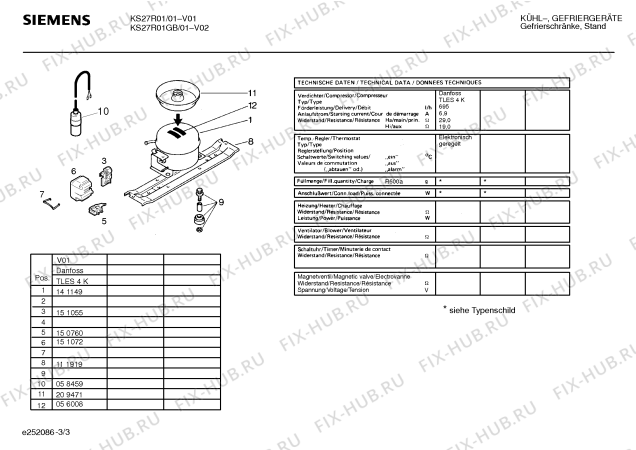 Взрыв-схема холодильника Siemens KS27R01GB - Схема узла 03