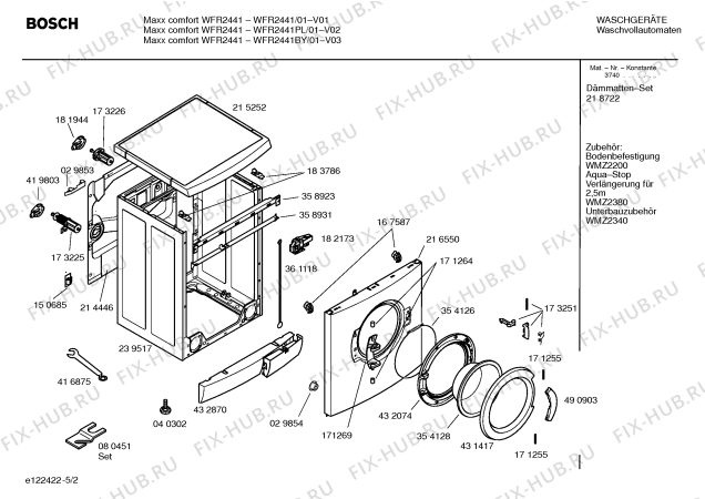 Схема №1 WFR2441BY Maxx comfort WFR2441 с изображением Инструкция по установке и эксплуатации для стиральной машины Bosch 00587479