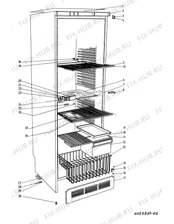 Взрыв-схема холодильника Upo UJKL399 E - Схема узла C10 Cabinet/Interior