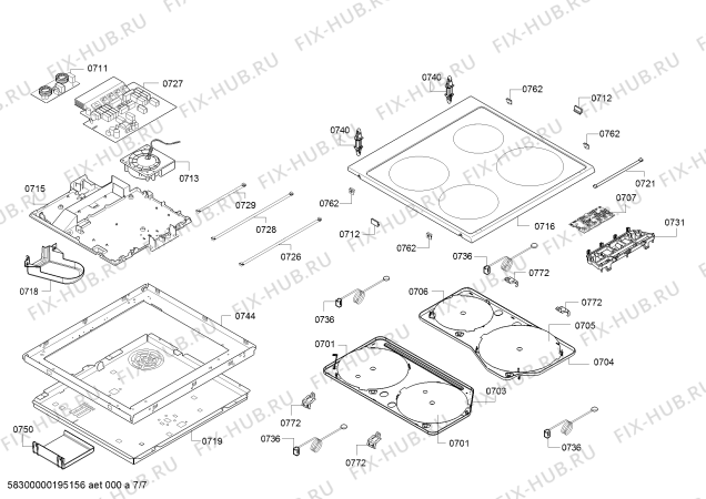 Взрыв-схема плиты (духовки) Siemens HA858232U Siemens - Схема узла 07