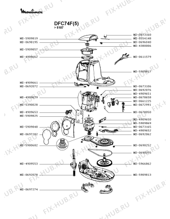 Взрыв-схема кухонного комбайна Moulinex DFC74F(5) - Схема узла 4P003362.8P3