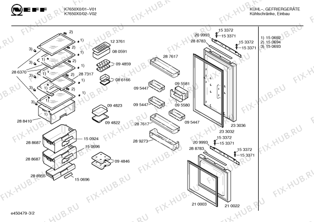 Схема №1 K7650X0 с изображением Панель для холодильника Bosch 00289265