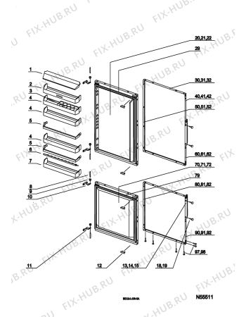 Взрыв-схема холодильника Electrolux EK276.4LIBR - Схема узла Door 003