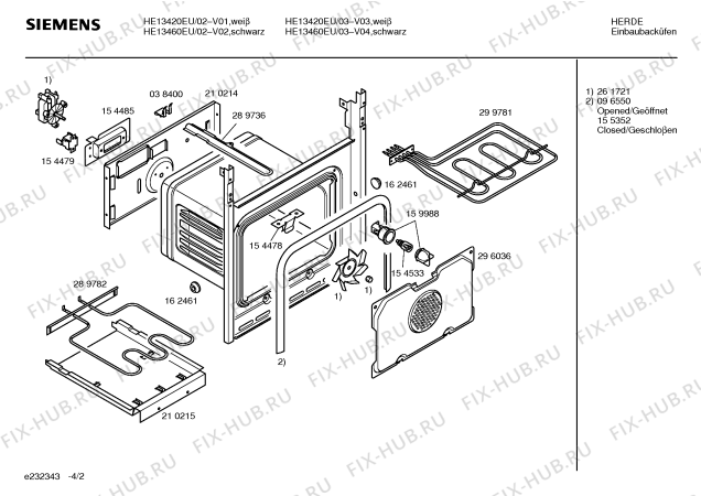 Схема №2 HE13420EU с изображением Инструкция по установке/монтажу для плиты (духовки) Siemens 00519059