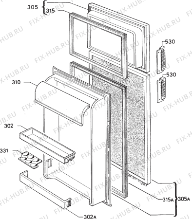 Взрыв-схема холодильника Zanussi Z180/2T - Схема узла Door 003