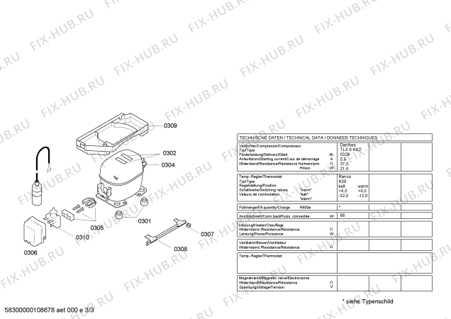 Взрыв-схема холодильника Siemens KF16L450 - Схема узла 03