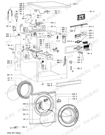 Схема №1 AWOE AS 9769 с изображением Петля люка (двери) для стиралки Whirlpool 480111101378