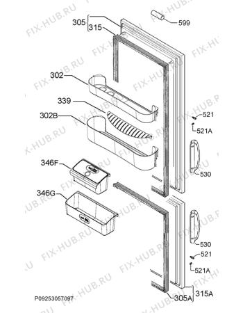 Взрыв-схема холодильника Zanussi ZRB34237XA - Схема узла Door 003