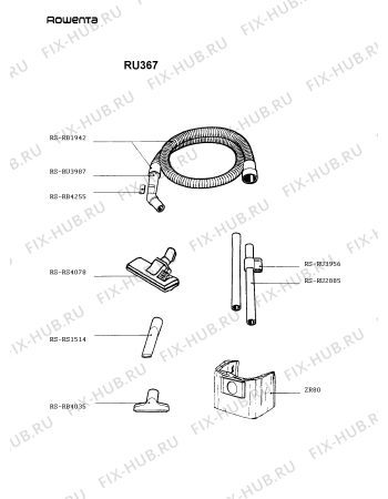 Взрыв-схема пылесоса Rowenta RU367 - Схема узла RU367FR_.__2